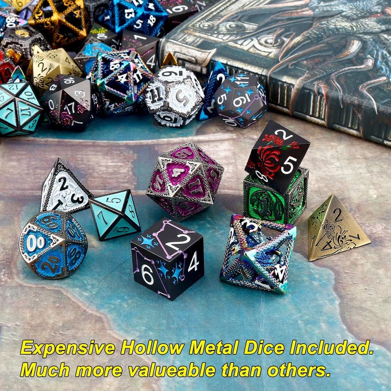 Haxtec Mystery Dice Bag With Metal Dice Set Dragon Eye Dice Pouch Drawstring PU Leather Dice Holding D&D Dice Compatible with Dungeons and Dragons Accessories and Coins DND Gifts Stocking Stuffers - Image 5